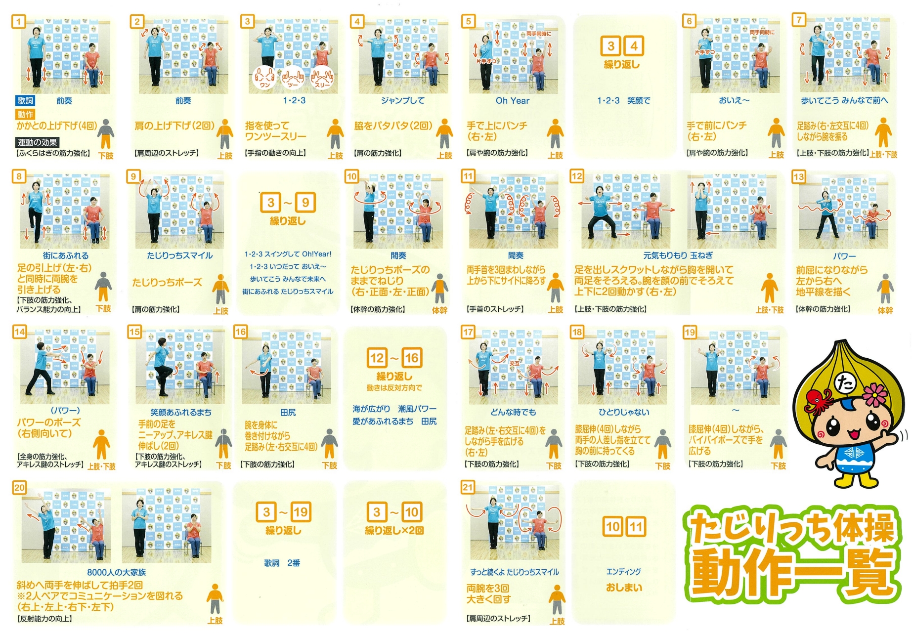 たじりっち体操動作一覧